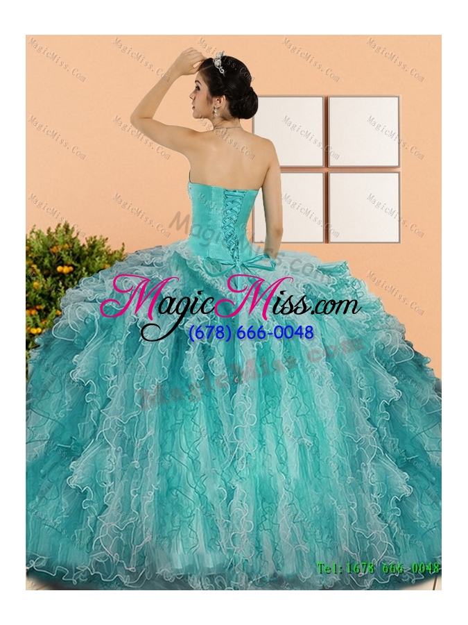 wholesale 2015 unique sweetheart sweet 15 dresses with appliques and ruffles