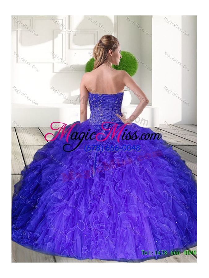wholesale 2015 unique sweetheart quinceanera dresses with beading and ruffles