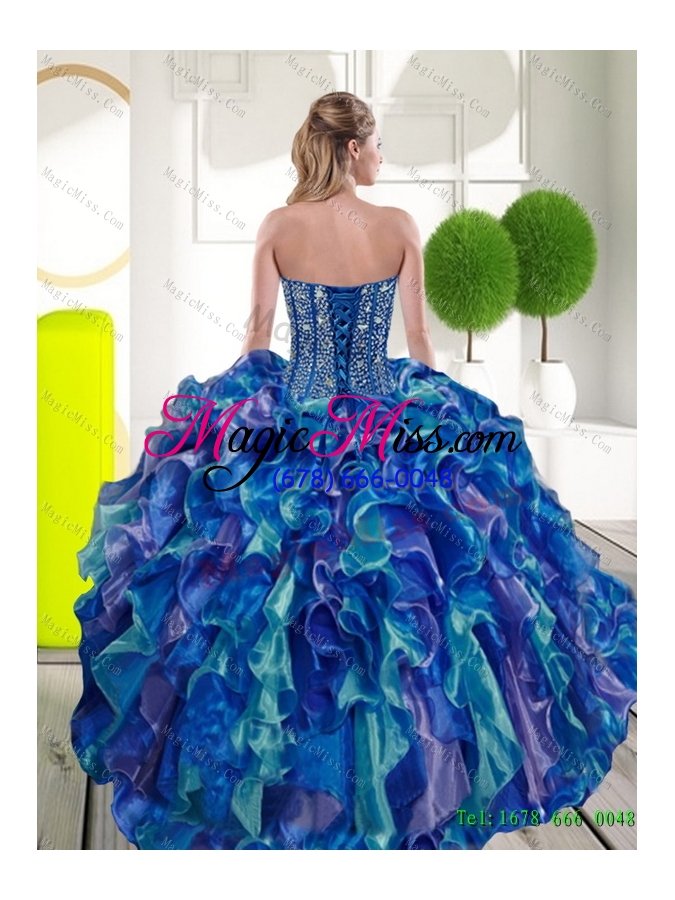 wholesale remarkable beading and ruffles sweetheart 2015 sweet 15 dresses in multi color