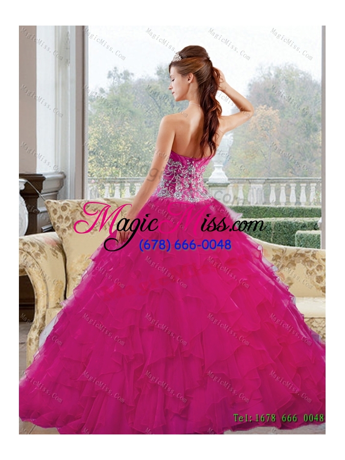 wholesale 2015 luxurious sweetheart quinceanera gown with appliques and ruffles