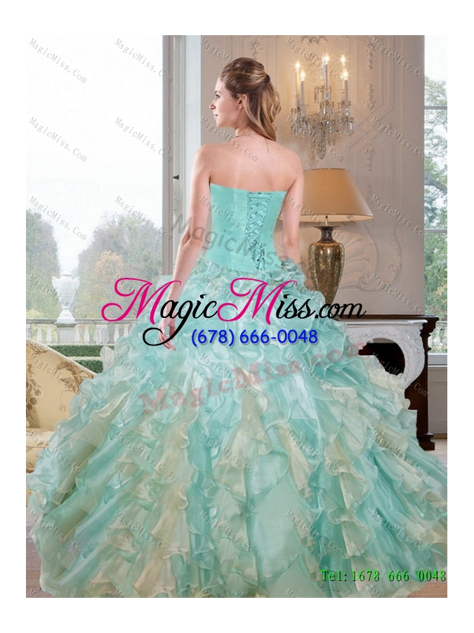 wholesale 2015 new arrival sweetheart dress for quince with beading and ruffles