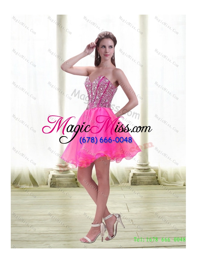 wholesale detachable 2015 a line mini length hot pink prom skirts with beading