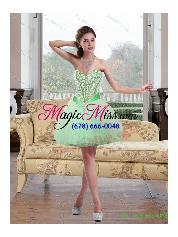 wholesale detachable beading and ruffles apple green prom skirts for 2015