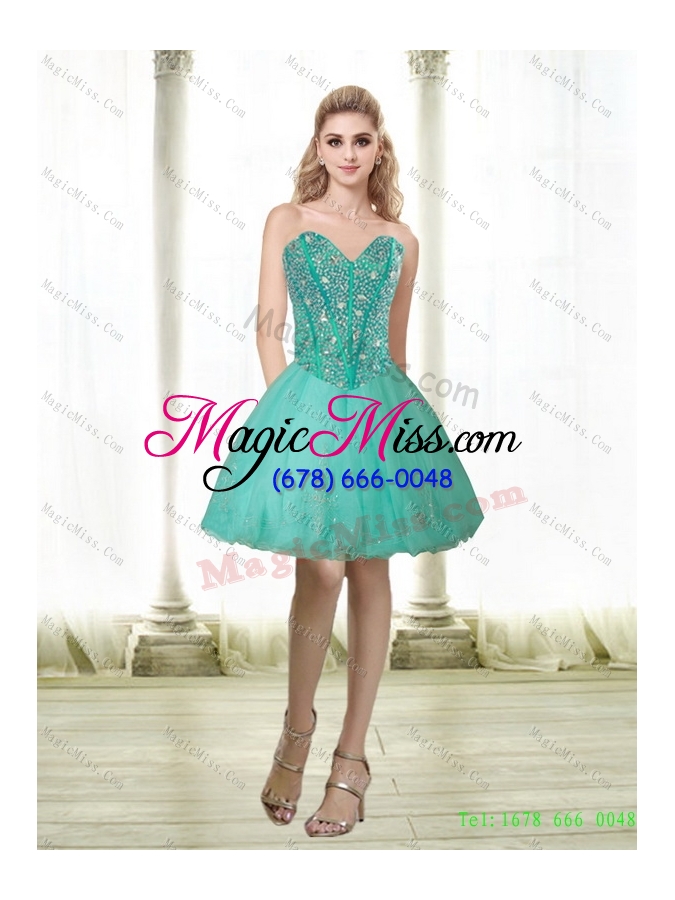 wholesale detachable 2015 beading and appliques sweetheart prom skirts in turquoise