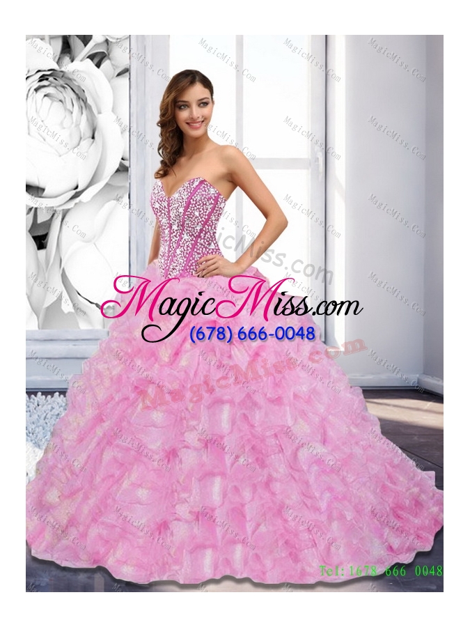wholesale luxurious beading and ruffles sweetheart 2015 quinceanera dresses