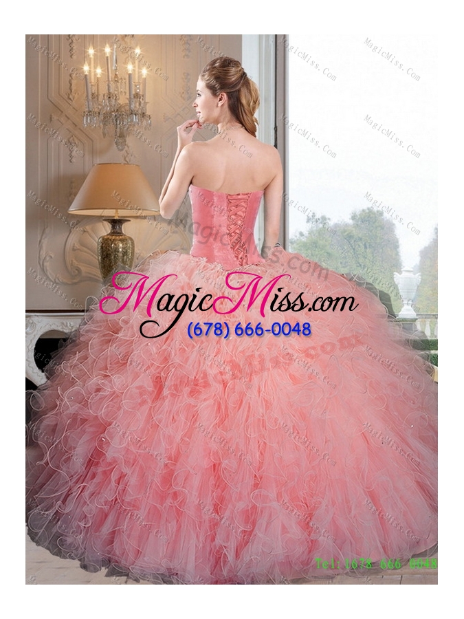 wholesale wonderful baby pink organza quinceanera dresses with beading and ruffles