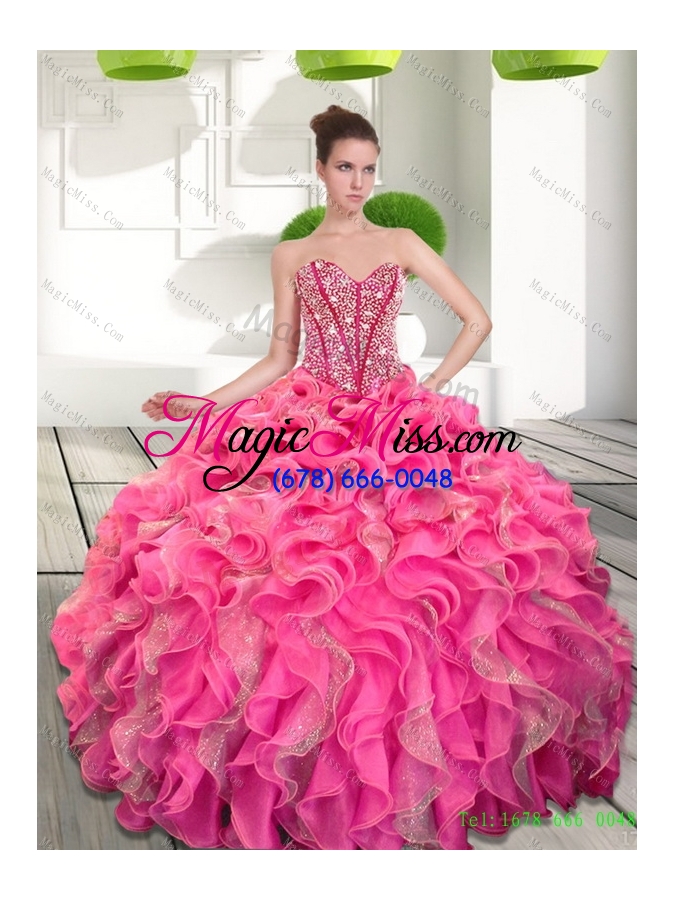 wholesale 2015 sweet sweetheart fifteen dresses with beading and ruffles