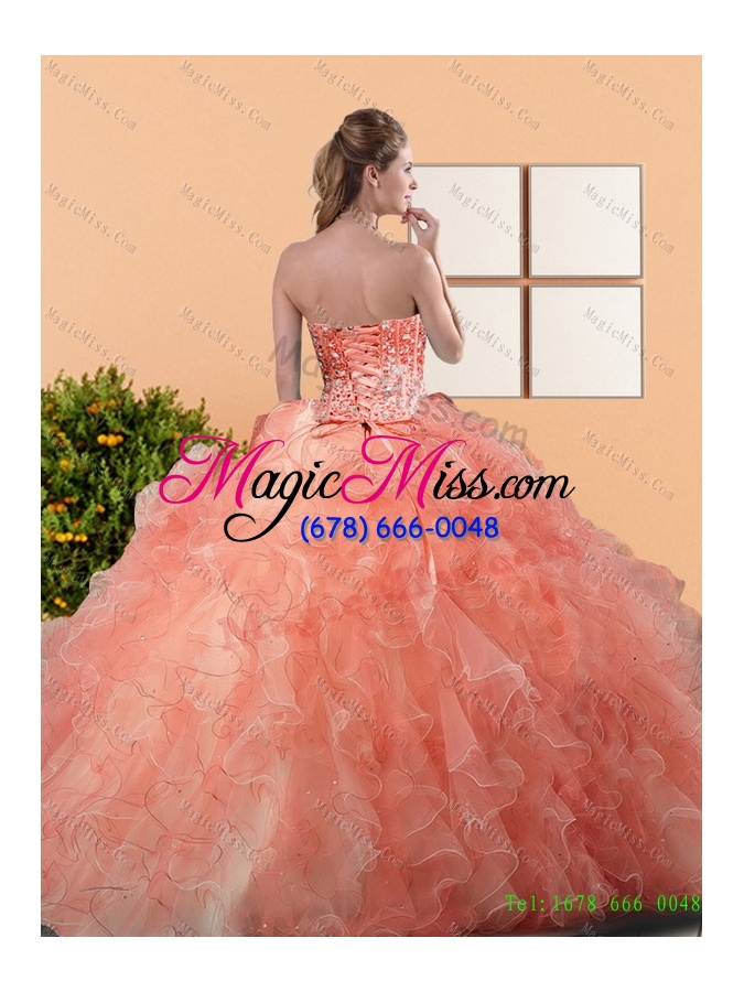 wholesale 2015 sweet fifteen dresses with beading and ruffles