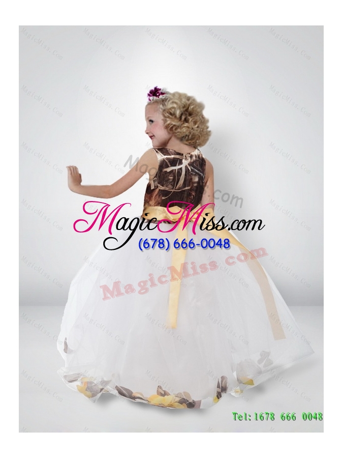 wholesale lovely ball gown camo flower girl dresses with bowknot