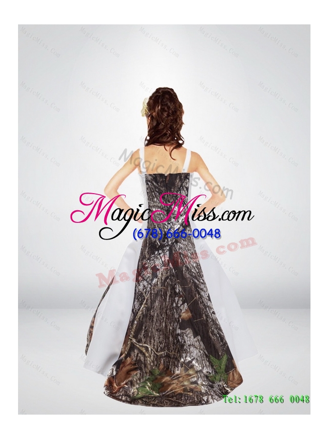 wholesale exclusive a line straps camo flower girl dresses with sweep train