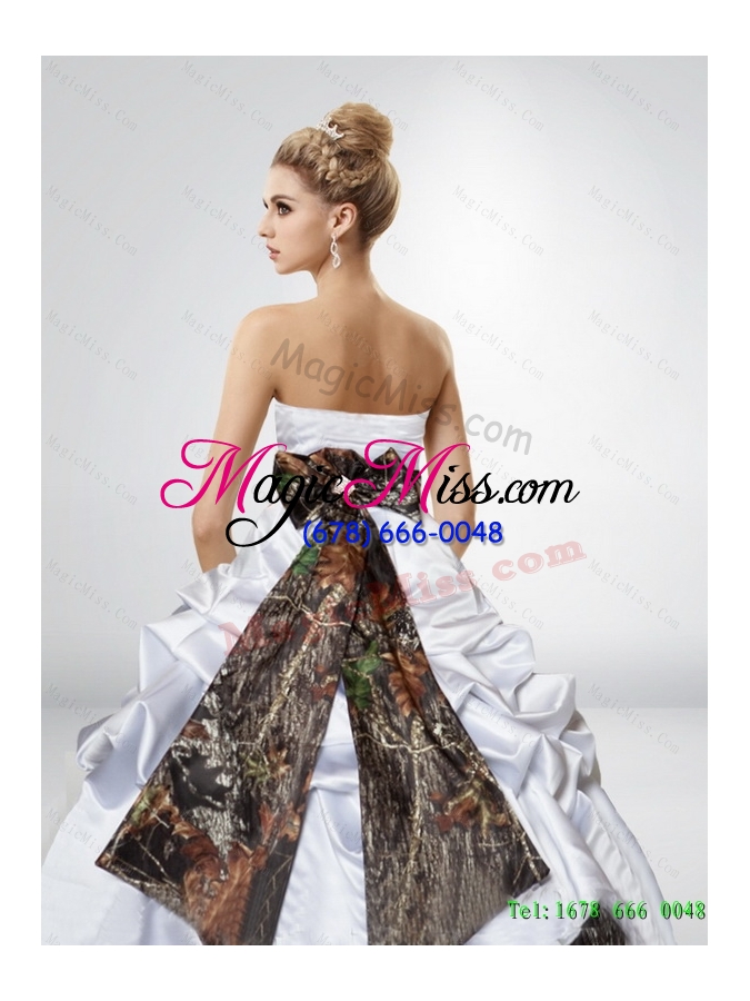 wholesale new style a line camo wedding dresses with bowknot and side zipper