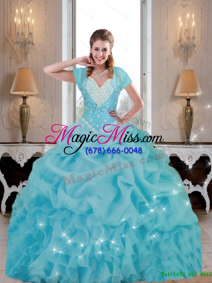 wholesale beautiful 2015 beaded unique quinceanera dresses in baby blue