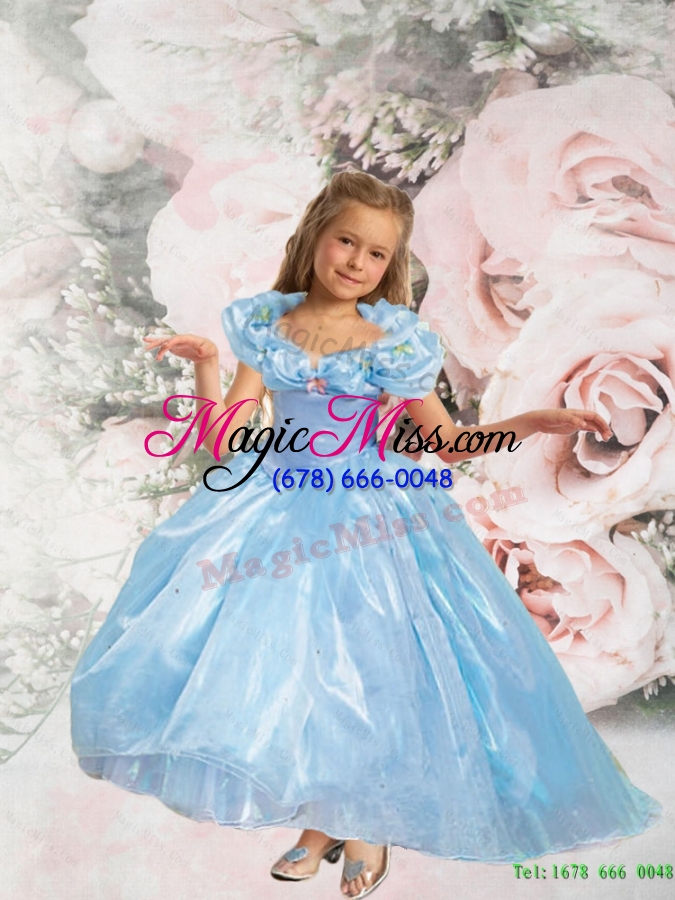 wholesale 2015 summer new style ball gown cinderella flower girl dress with hand made flowers