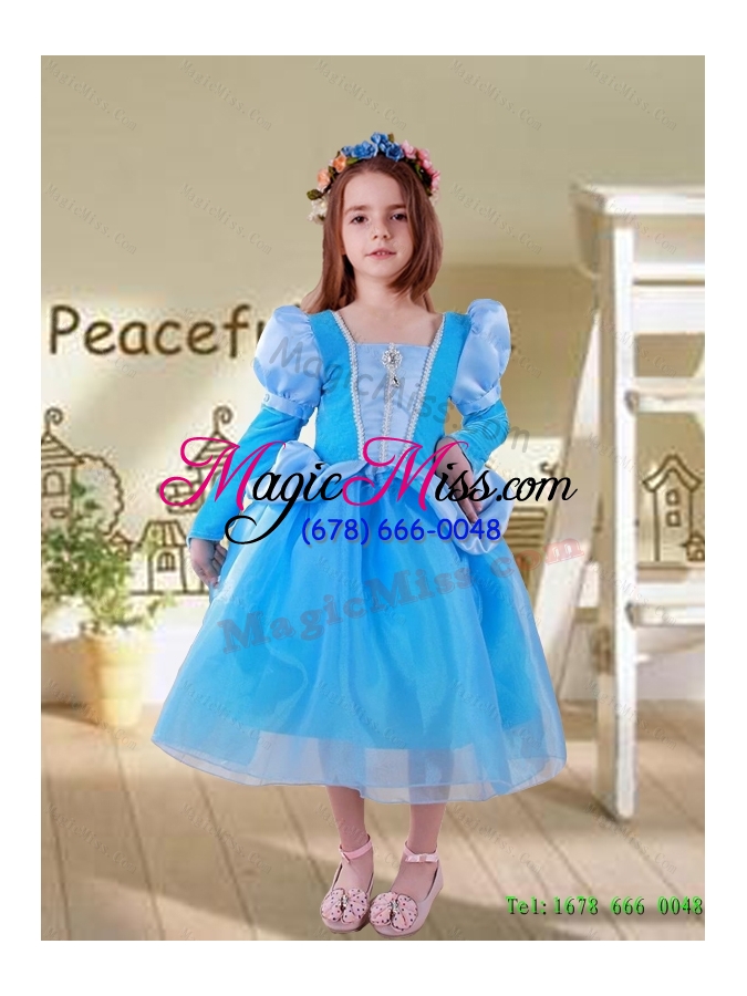 wholesale 2015 fall perfect ball gown beaded cinderella flower girl dress with long sleeves