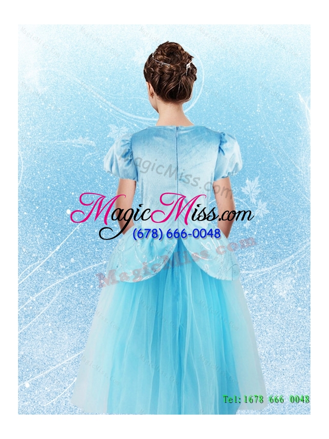 wholesale luxurious beaded blue cinderella flower girl dress with beading for 2015 summer