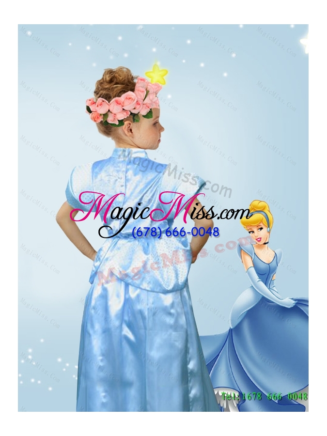 wholesale 2015 fall perfect empire tea length cinderella flower girl dress in blue