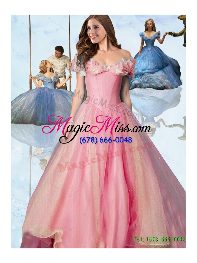wholesale 2015 beautiful princess cinderella quinceanera dresses in watermelon