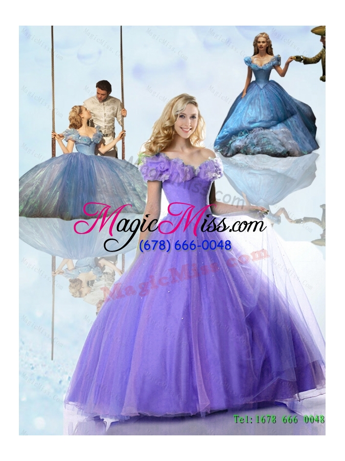 wholesale elegant 2015 off the shoulder cinderella quinceanera dresses in purple