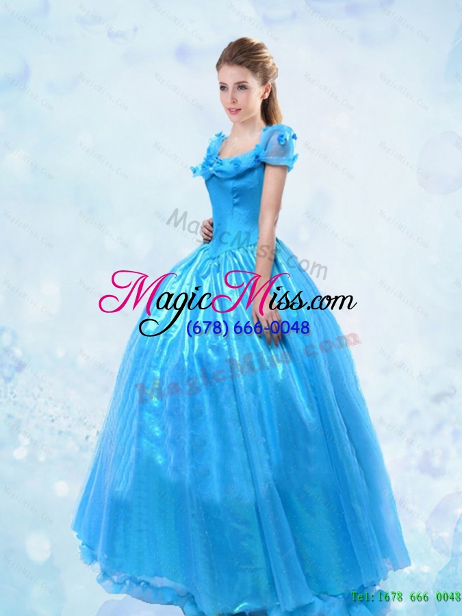 wholesale luxurious 2015 summer ball gown off the shoulder cinderella quinceanera dress in blue