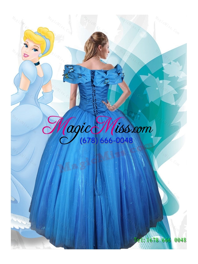 wholesale new style 2015 summer ball gown off the shoulder lace up cinderella quinceanera dress
