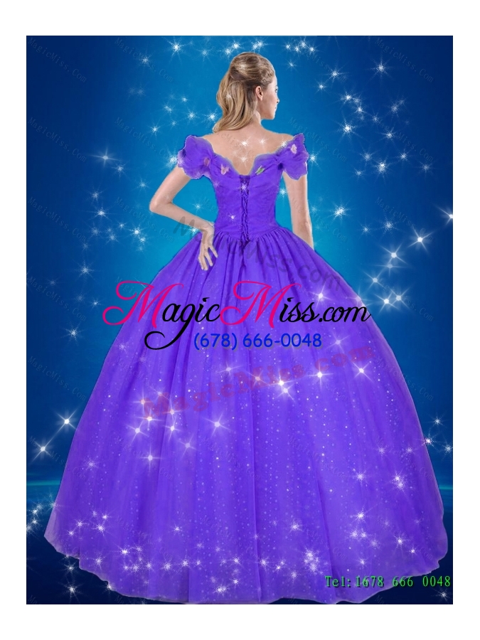 wholesale elegant 2015 summer cinderella purple quinceanera dresses