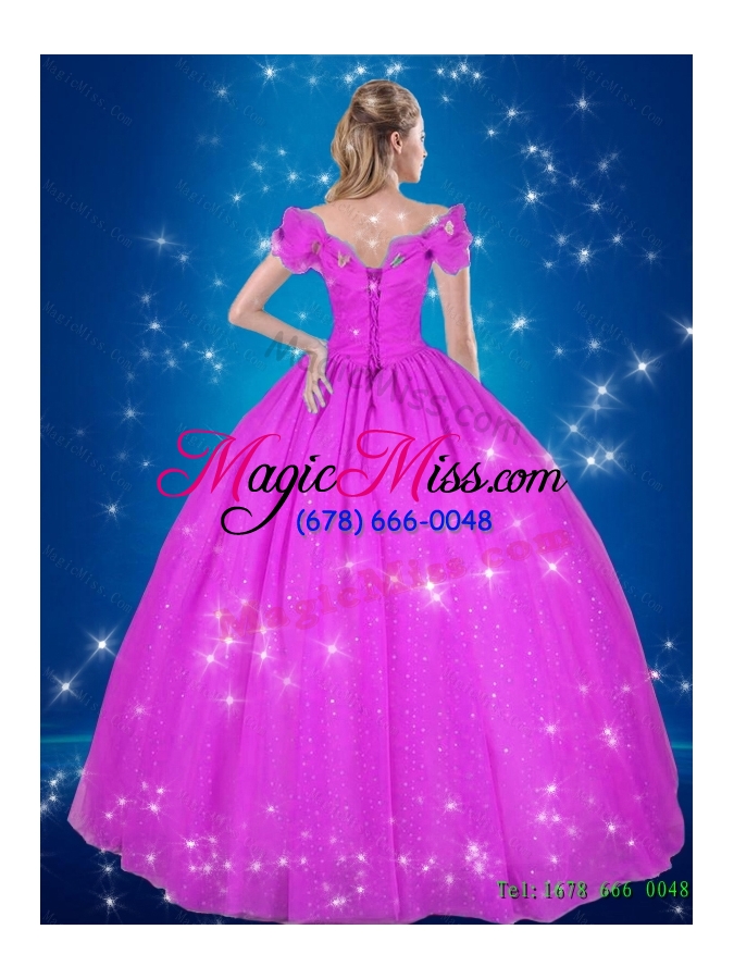 wholesale fuchsia cinderella purple perfect quinceanera dresses with off the shoulder