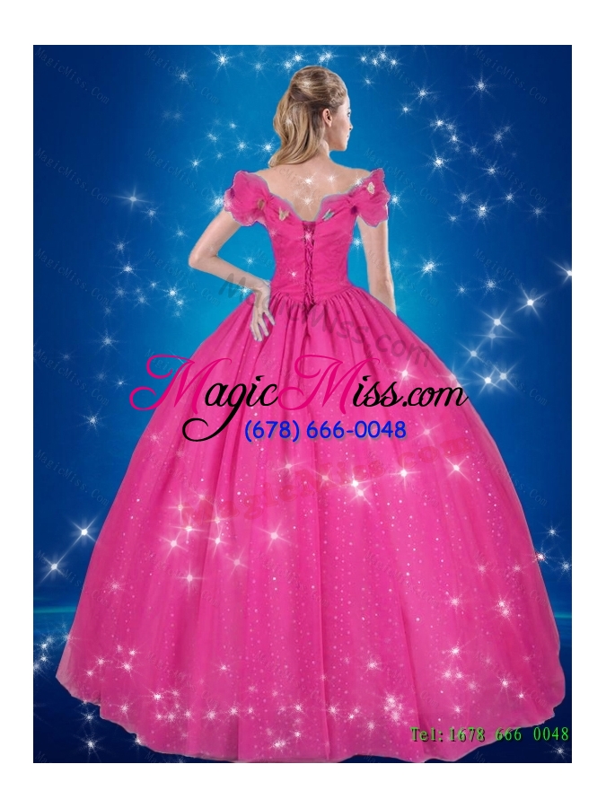 wholesale luxurious 2015 summer off the shoulder floor length cinderella quinceanera dresses