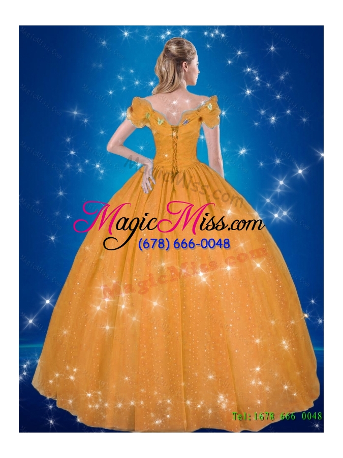 wholesale 2015 summer elegant cinderella quinceanera dresses with hand made flowers