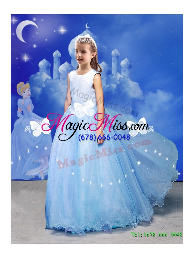 wholesale 2015 summer new style cinderella princesita dresses with hand made flowers in blue