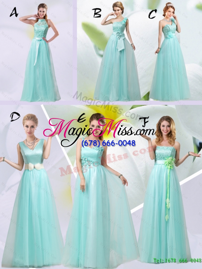 wholesale elegant empire halter top laced mint bridesmaid dresses with sash