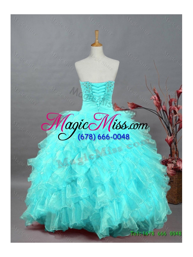 wholesale 2015 pretty sweetheart beaded quinceanera dresses in organza