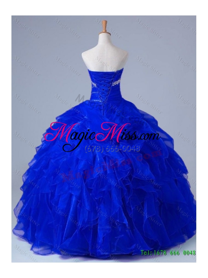wholesale 2015 artistic strapless beaded and ruffles quinceanera dresses in organza