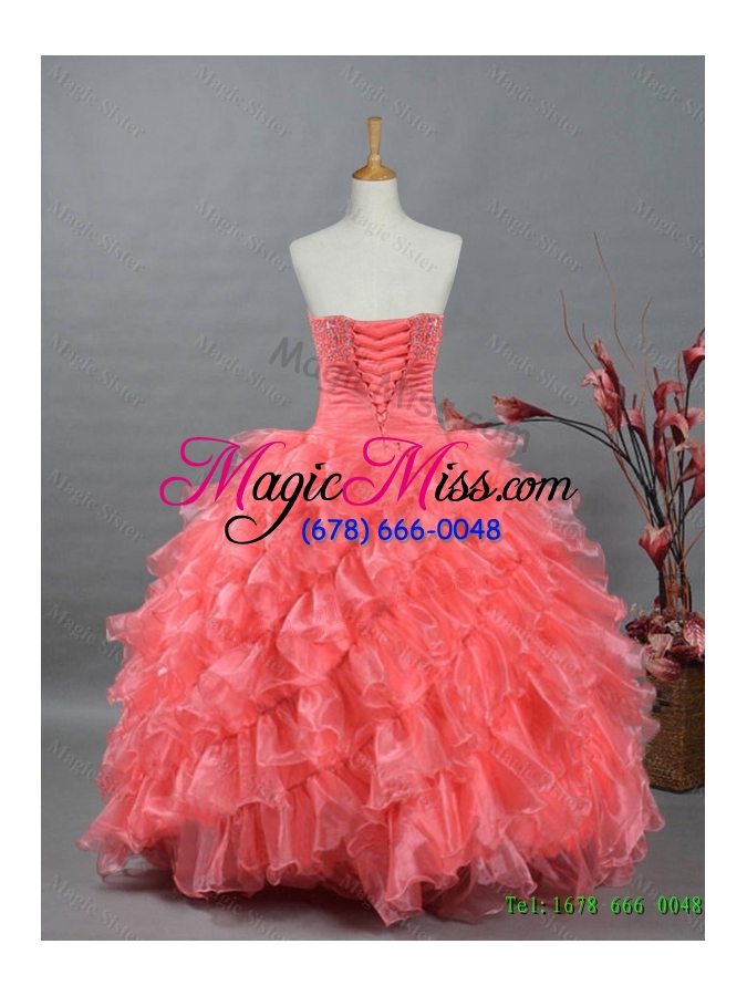 wholesale custom make sweetheart beading watermelon quinceanera dresses for 2015