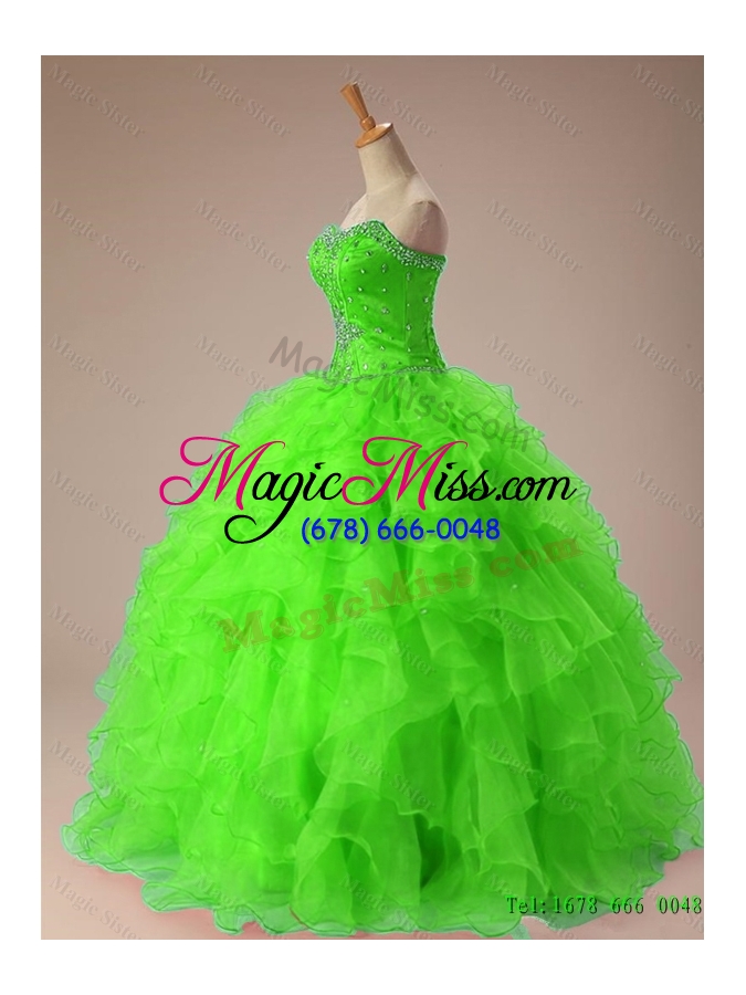 wholesale 2015 custom make sweetheart quinceanera dresses with beading and ruffles for fall