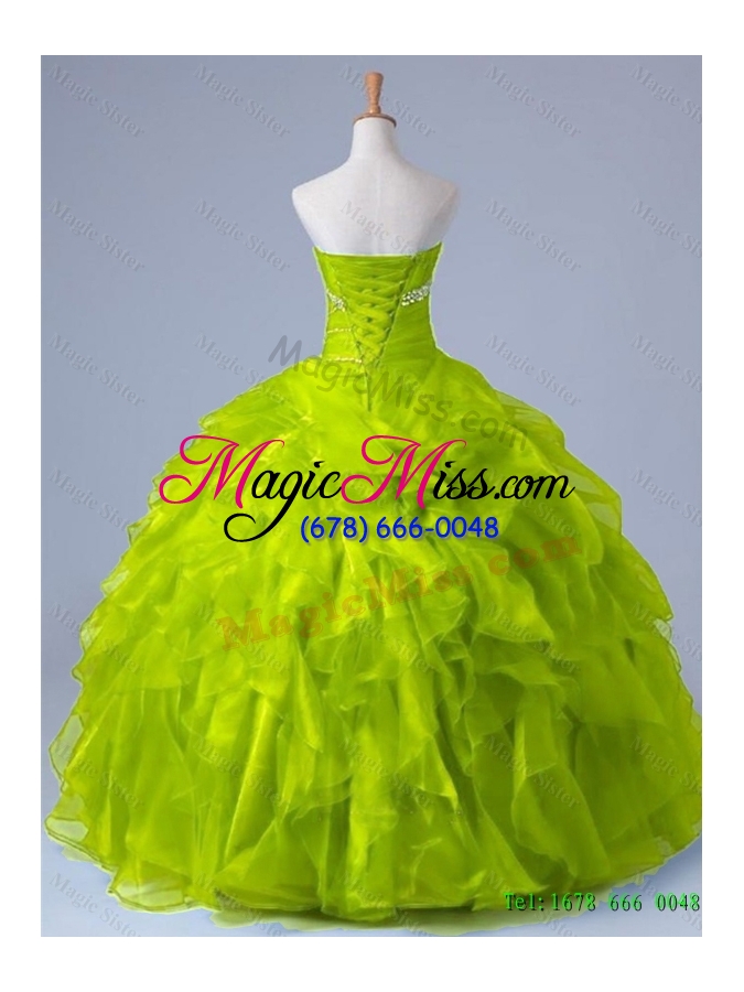 wholesale 2015 custom make strapless quinceanera dresses with beading and ruffles