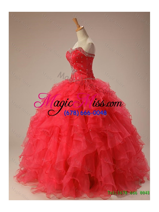 wholesale 2015 in stock sweetheart beaded quinceanera dresses with ruffles for winter