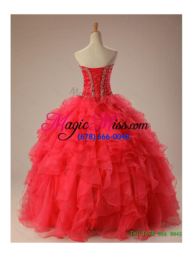 wholesale 2015 in stock sweetheart beaded quinceanera dresses with ruffles for winter