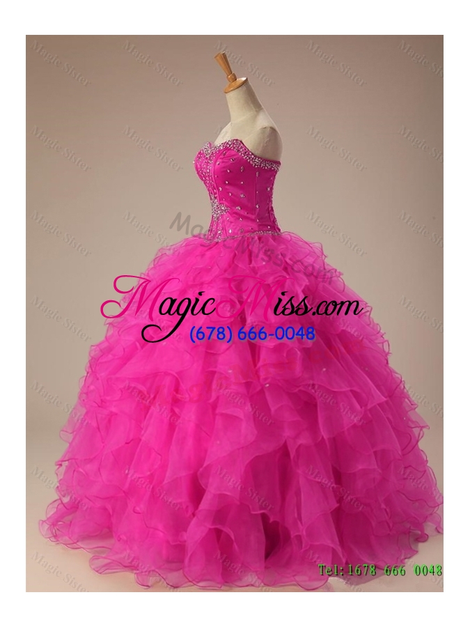 wholesale 2015 in stock sweetheart ball gown quinceanera dresses in hot pink for winter