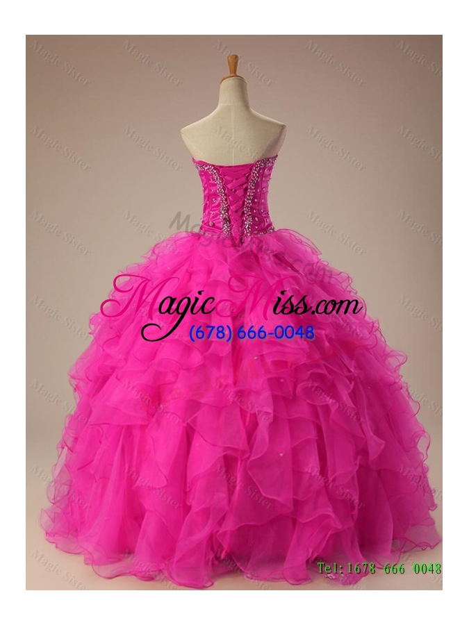 wholesale 2015 in stock sweetheart ball gown quinceanera dresses in hot pink for winter