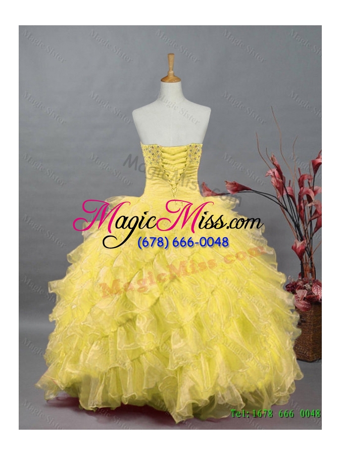 wholesale real sample beaded and ruffles quinceanera dresses in organza for 2015