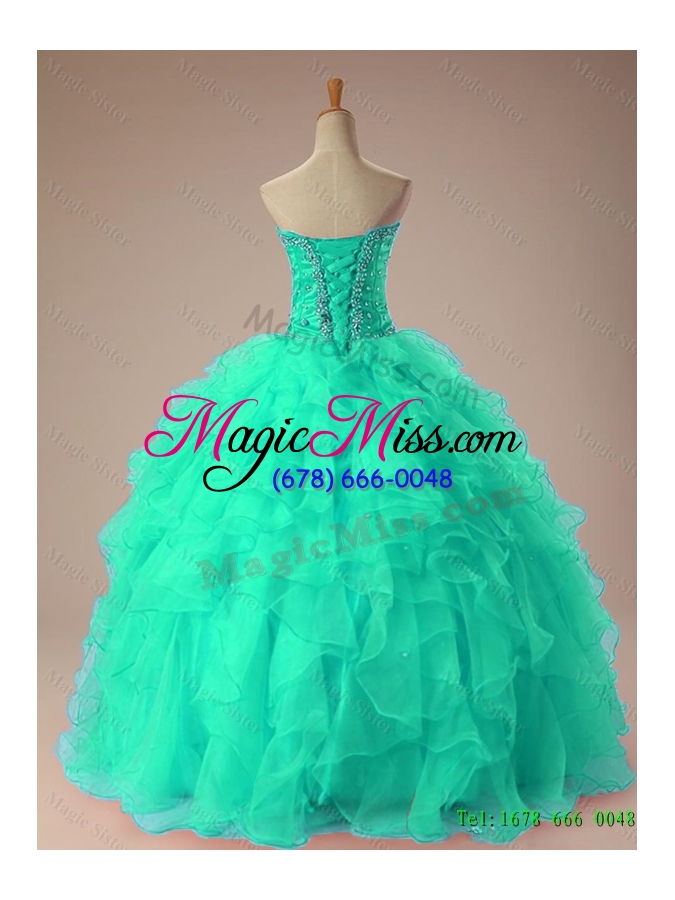 wholesale 2015 real sample sweetheart beaded quinceanera dresses with ruffles