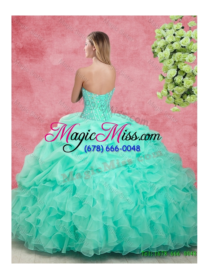 wholesale beautiful beaded apple green quinceanera gowns with ruffles