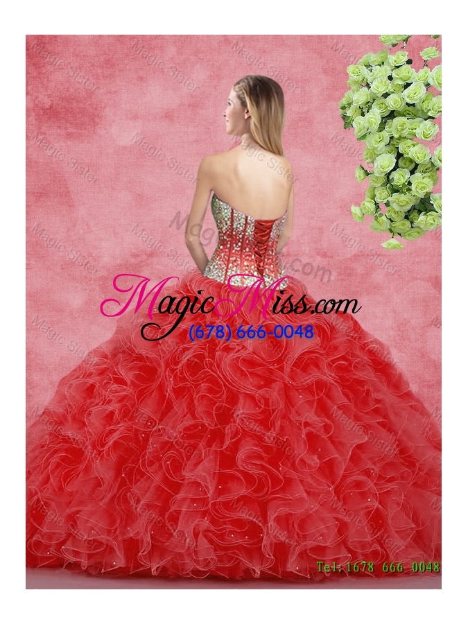 wholesale 2016 pretty sweetheart beaded quinceanera dresses with ruffles