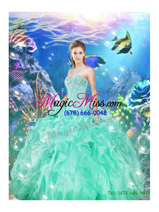 wholesale 2015 new arrival sweetheart beaded and ruffles macthing sister  dresses in apple green
