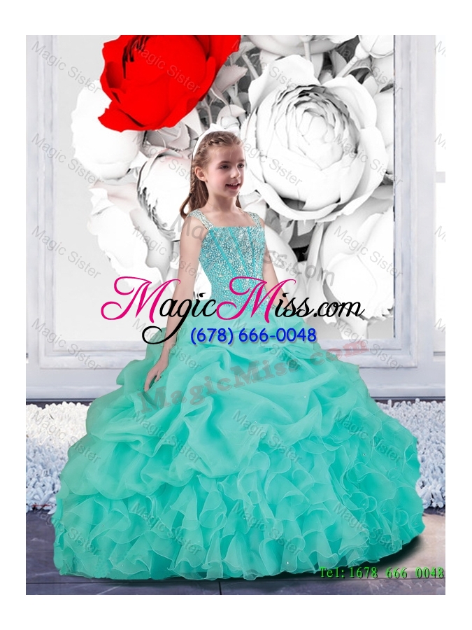 wholesale new style ball gown straps macthing sister dresses in turquoise