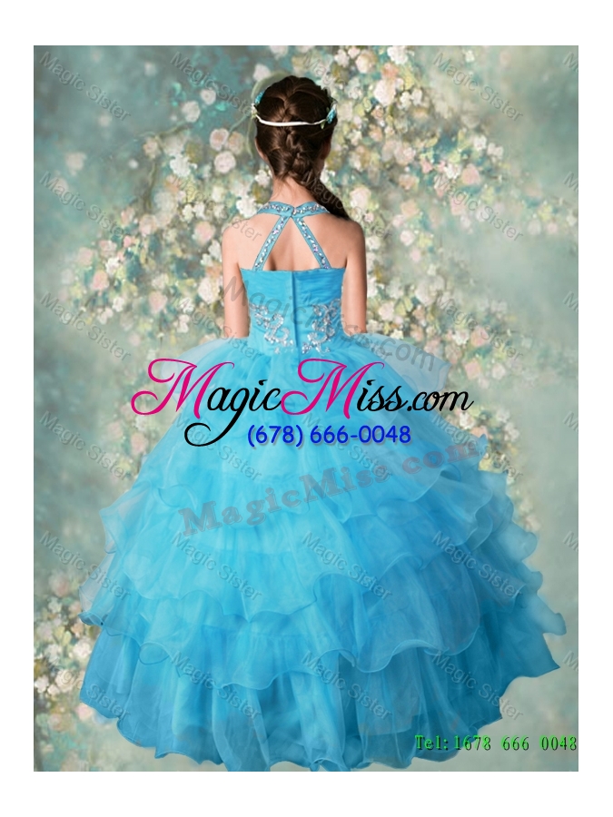 wholesale 2016 pretty summer halter top mini quinceanera dresses with beading and ruffled layers