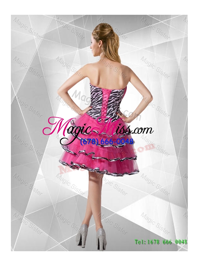 wholesale 2016 spring discount a line strapless zebra prom dresses with ruffled layers
