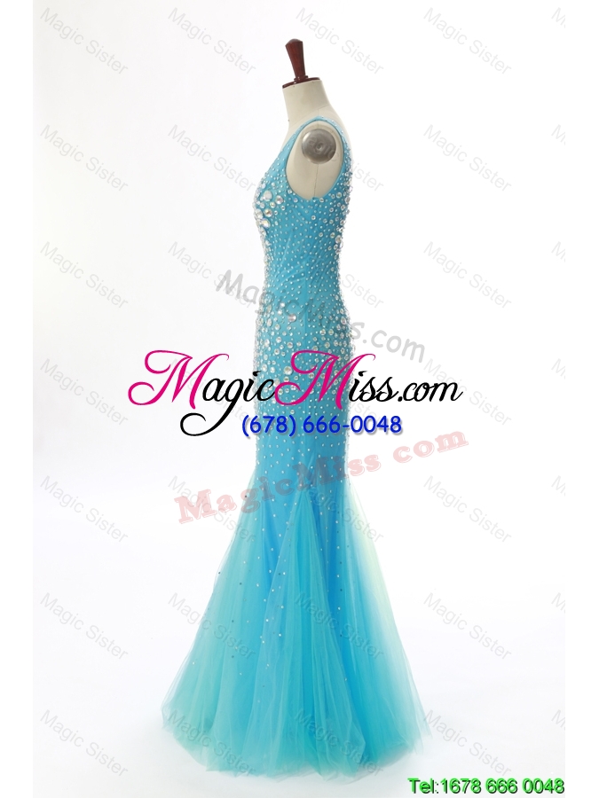 wholesale unique mermaid v neck backless beading long prom dresses for 2016