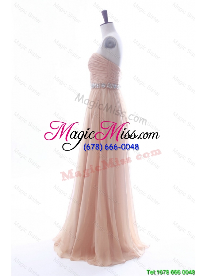 wholesale unique beading long prom dresses in peach for 2016 summer