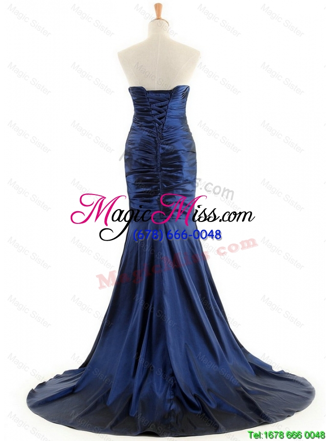 wholesale unique mermaid royal blue prom dresses with brush train